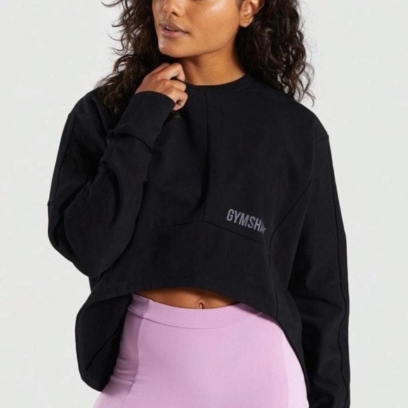 Gymshark Ori Sweater Black Cropped Sweatshirt S - Picture 3 of 15